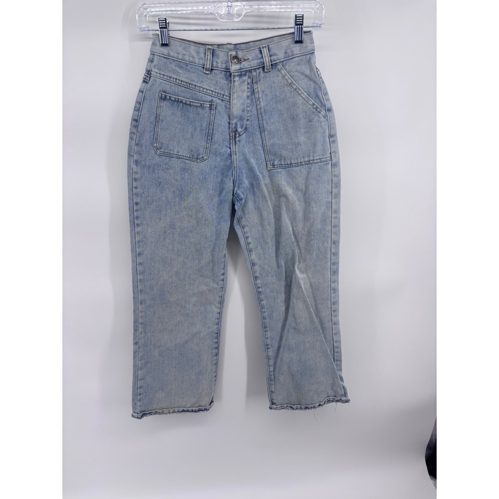 Tami Jeans Cropped Jeans Light Wash Utility Pocket High Waist Casual Denim 24x24